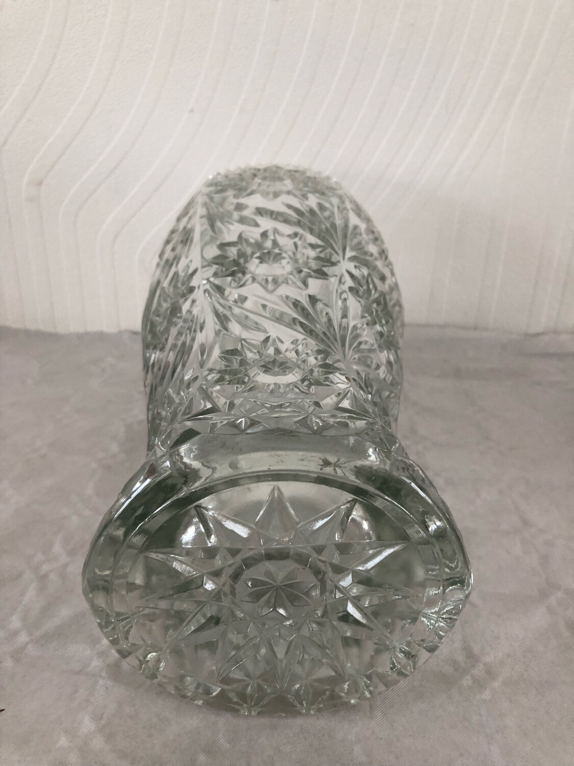 Old vintage chiseled cut glass vase