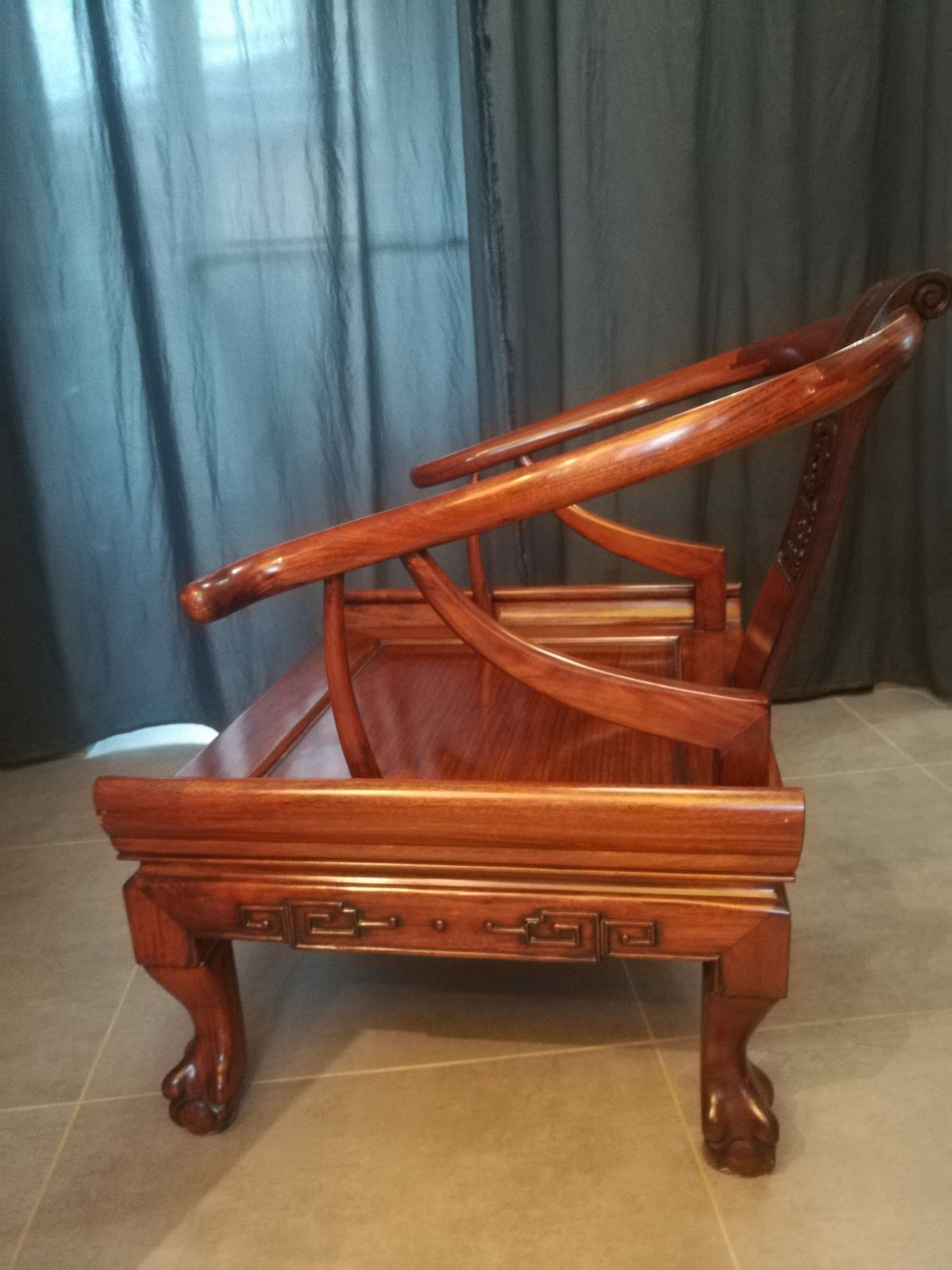 Pair of Chinese armchairs made of exotic wood