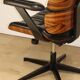 Fauteuil de bureau vintage en skaï et bois - 1970