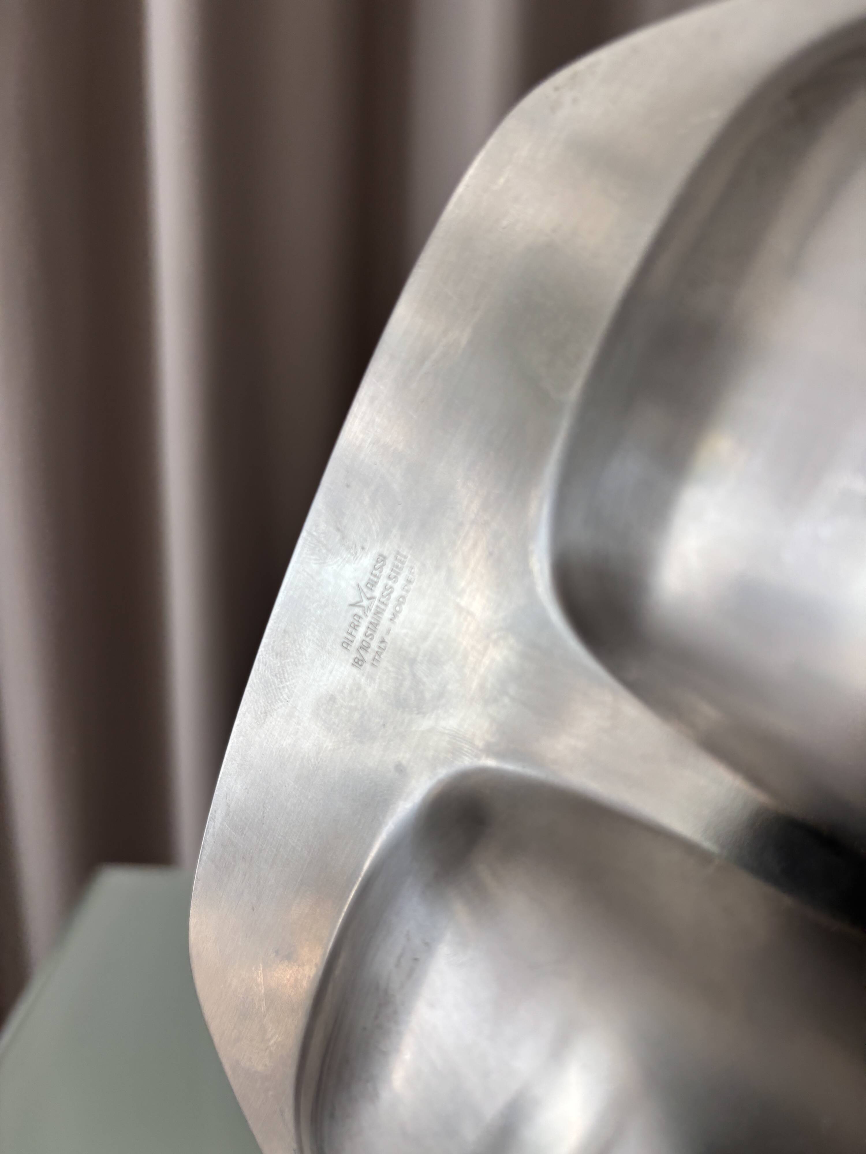 Vintage Alessi 18/10 Stainless Steel Four-Compartment Serving Tray – Italy
