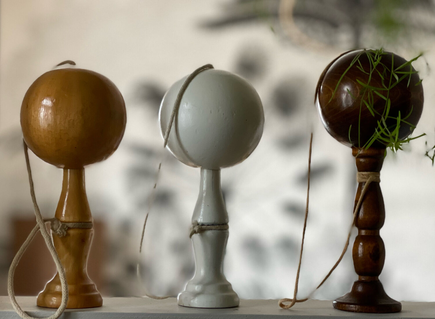 Old bilboquet in turned wood