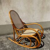 Thonet style rocking chair in bent beech wood and vintage canework