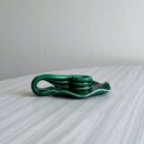 Bougeoir vintage en céramique émaillée verte, design organique.