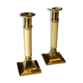 Brass and glass candle holder - set of 2 - vintage from the 1970s