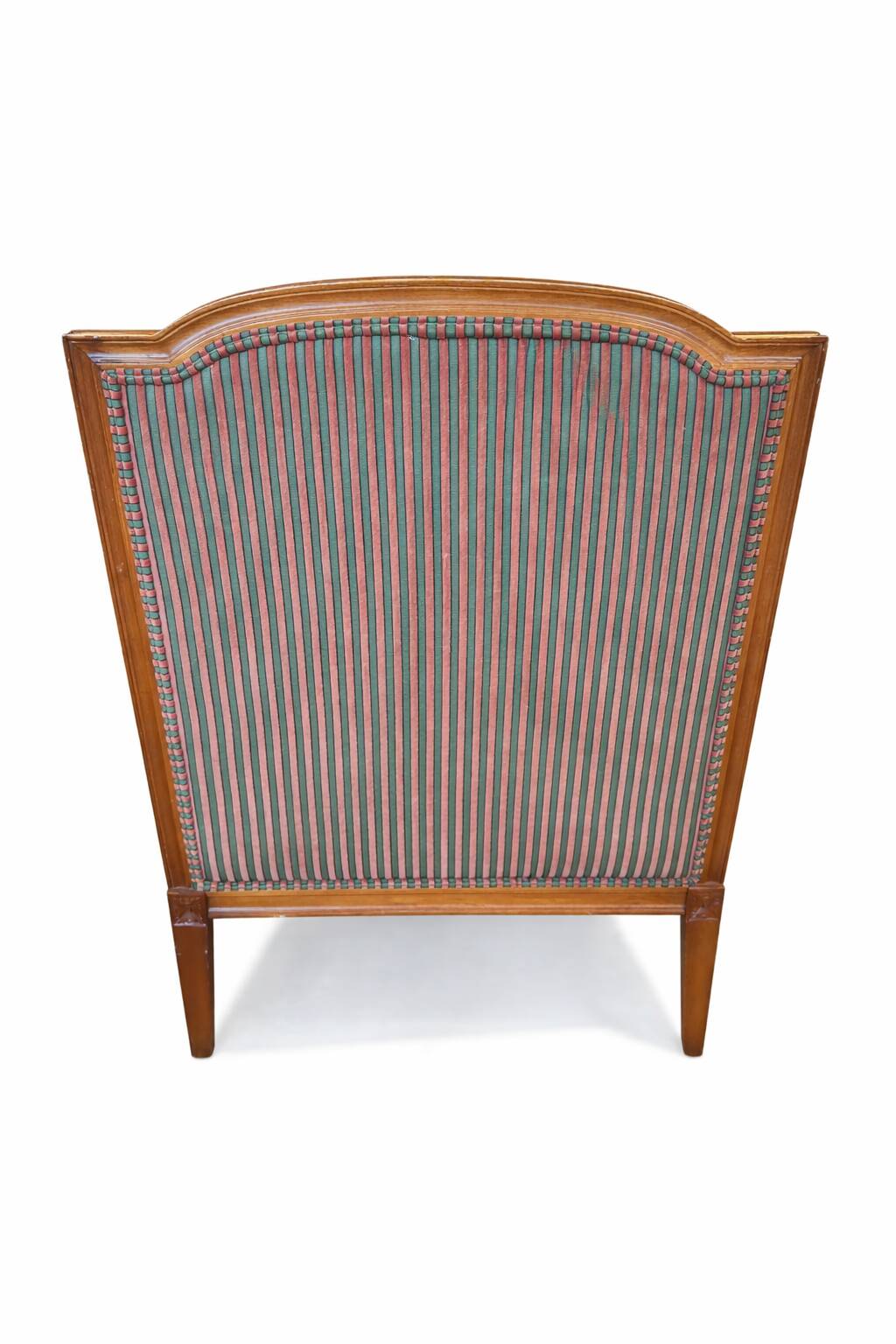 Armchair in the style of Louis XVI made of solid wood, striped fabric.