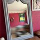 Wood mirror, restyled gray, patinated
