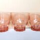6 pink glass water glasses