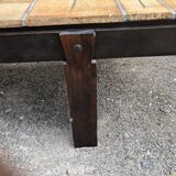Vintage ceramic coffee table with herbarium decorations by Roger Capron, solid beech base.