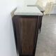 Louis XVI style chest of drawers in mahogany and Carrara marble