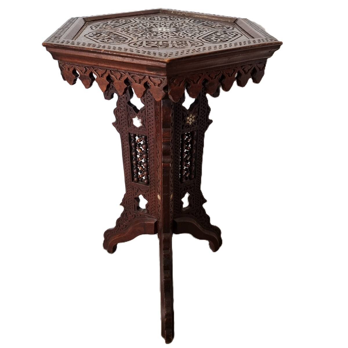 Table d'appoint syrienne antique avec nacre, début des années 1900