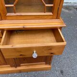 Large English display cabinet in solid wood, 20th century, 155cm