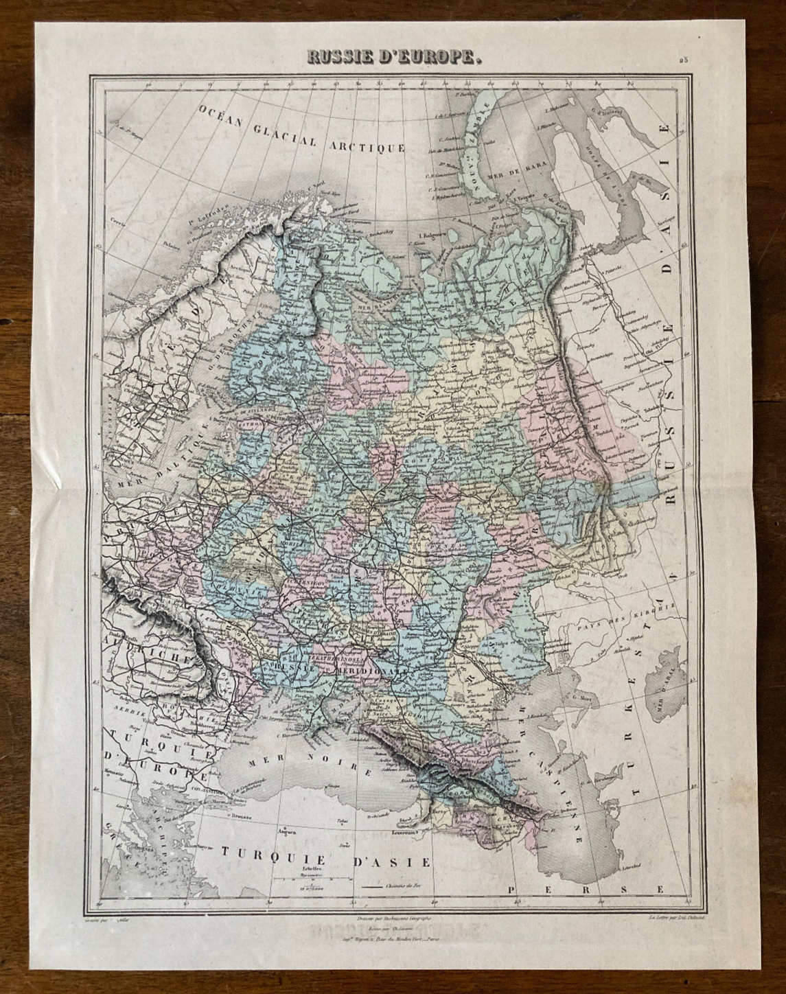 Carte ancienne géographie, Russie d'Europe