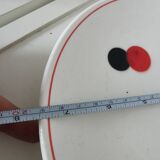 set of 5 Eastern European dessert plates from the 60s, white, red and black