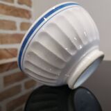 Old white bowl with blue edging Stamped Trèfle 50'S