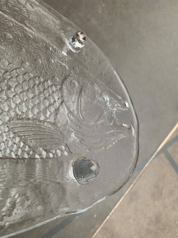 Large Vintage Glass Plate in the Shape of a Swedish Fish by Pukeberg Glass