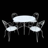 Wrought iron garden furniture set with 4 chairs