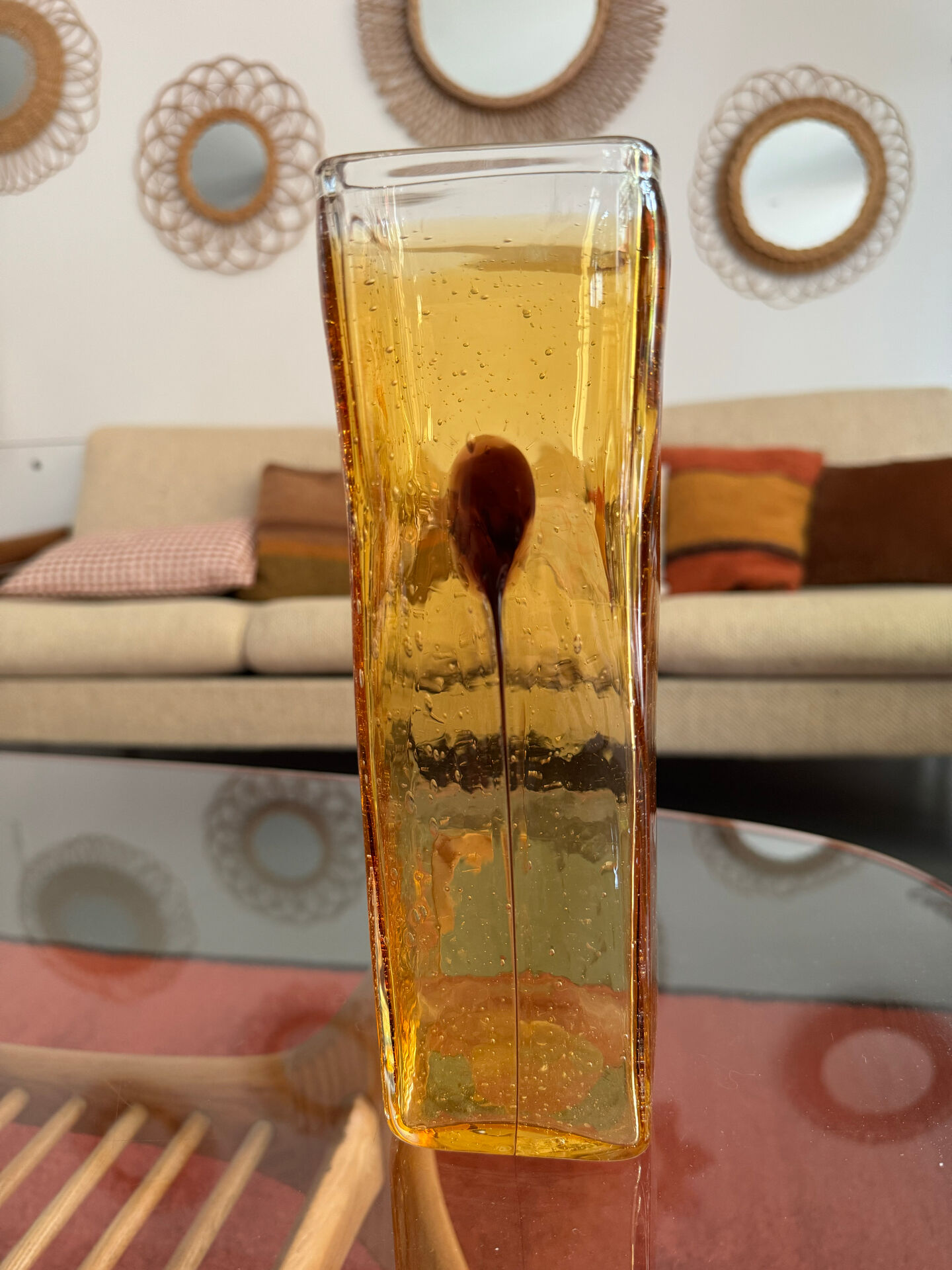 Orange square vase from the 70s.