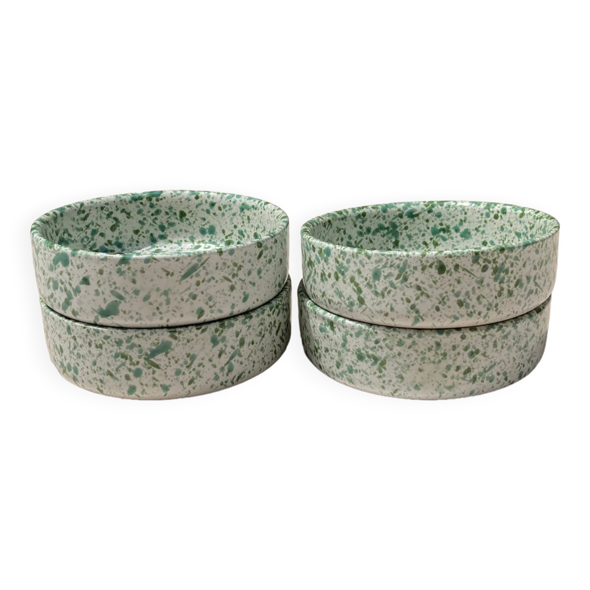 Four spotted green ramekins