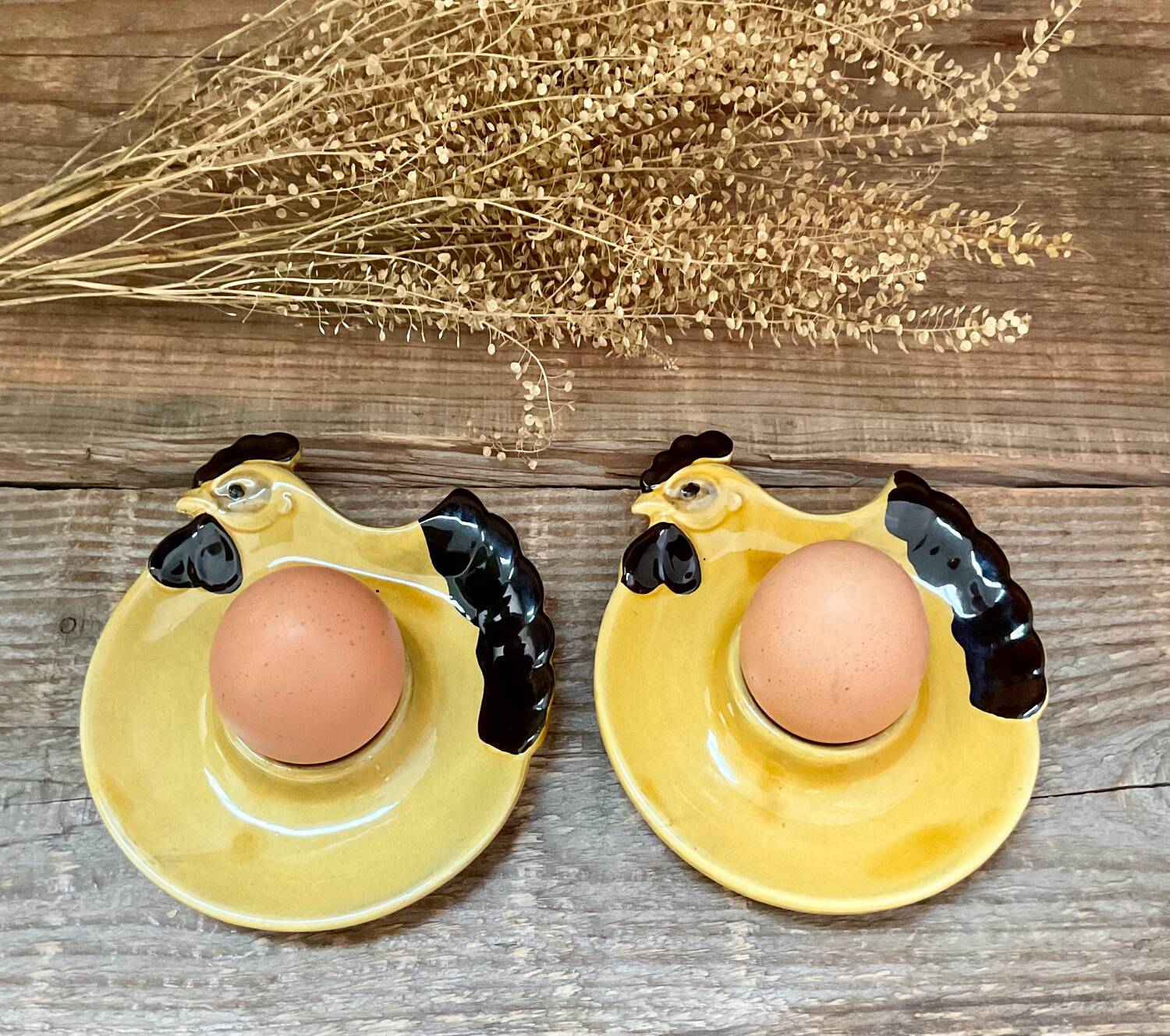 2 vintage “hen” egg cups
