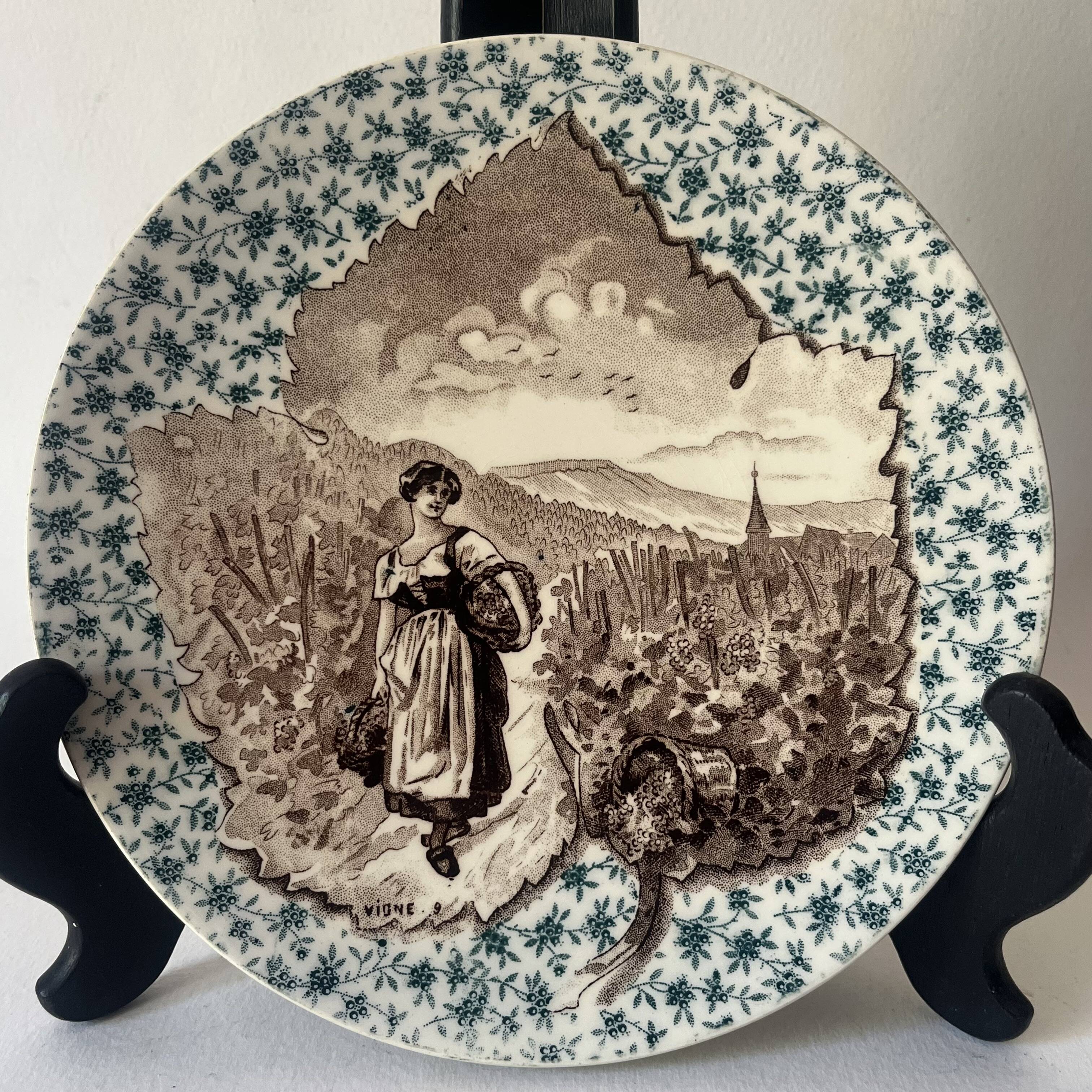 6 assiettes décoratives Sarreguemines - Arbres fruitiers