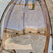Vintage rattan and smoked glass pendant – 1970s