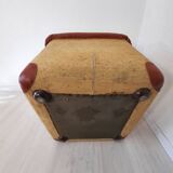 Four vintage armchairs, leather and fabric, 70s
