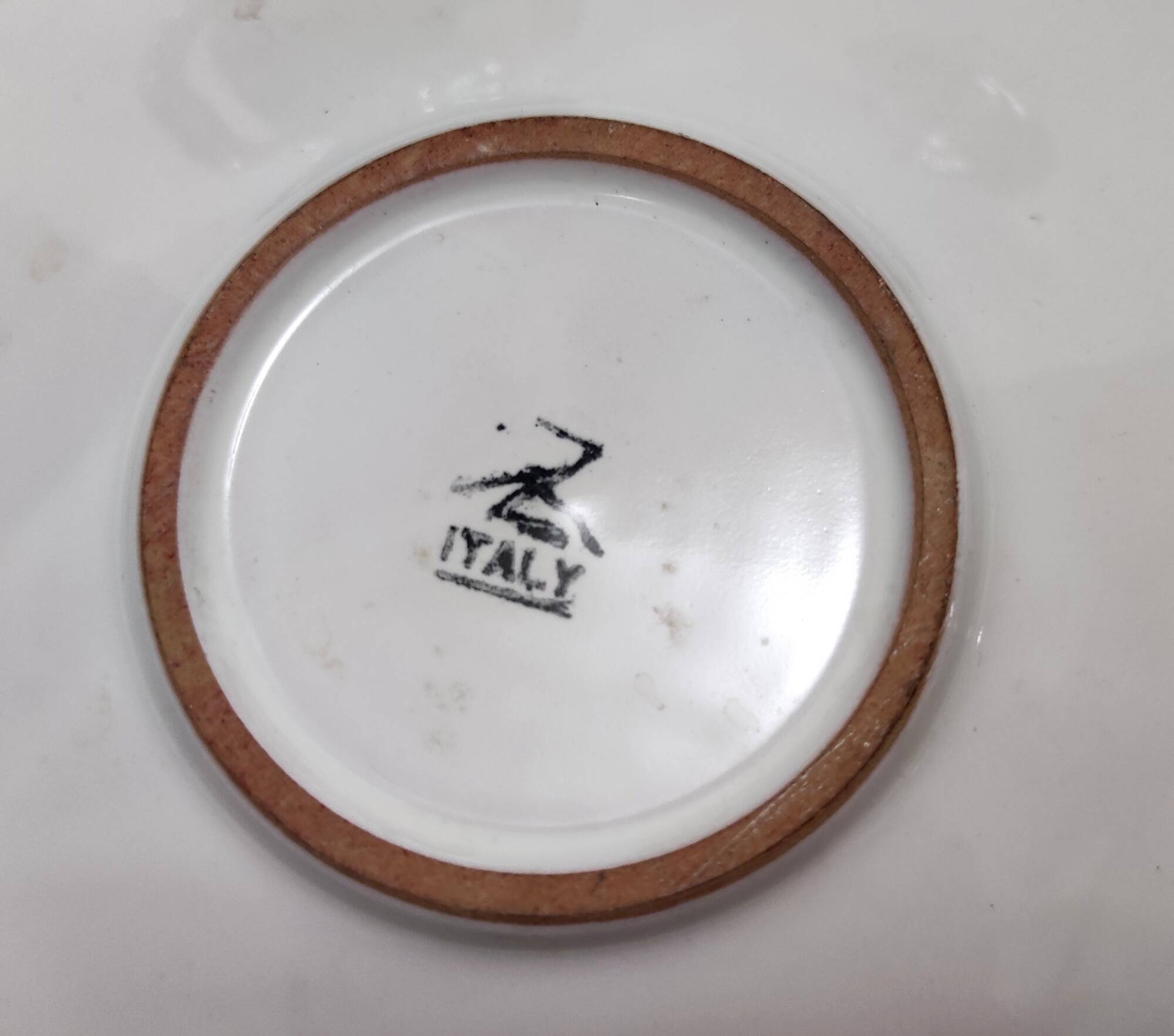 Pair of Green Earthenware Tea /Coffee Cups with Floral Motifs by Zaccagnini