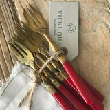 Batch of 6 red Bakelite dessert forks