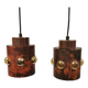 Two beautiful hanging lamps made of thin copper with inlaid glass 1970-80s