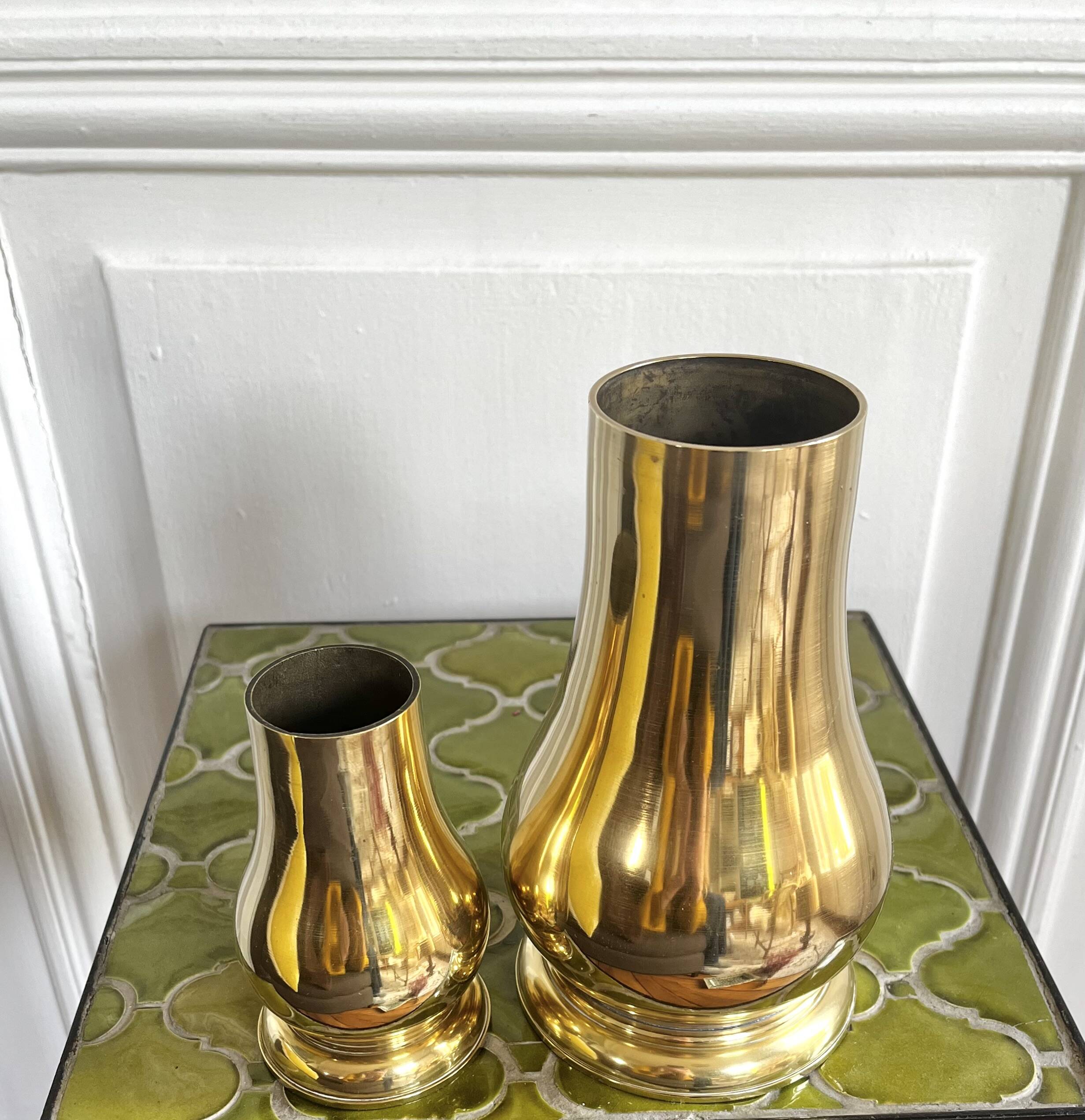 Pair of brass vases
