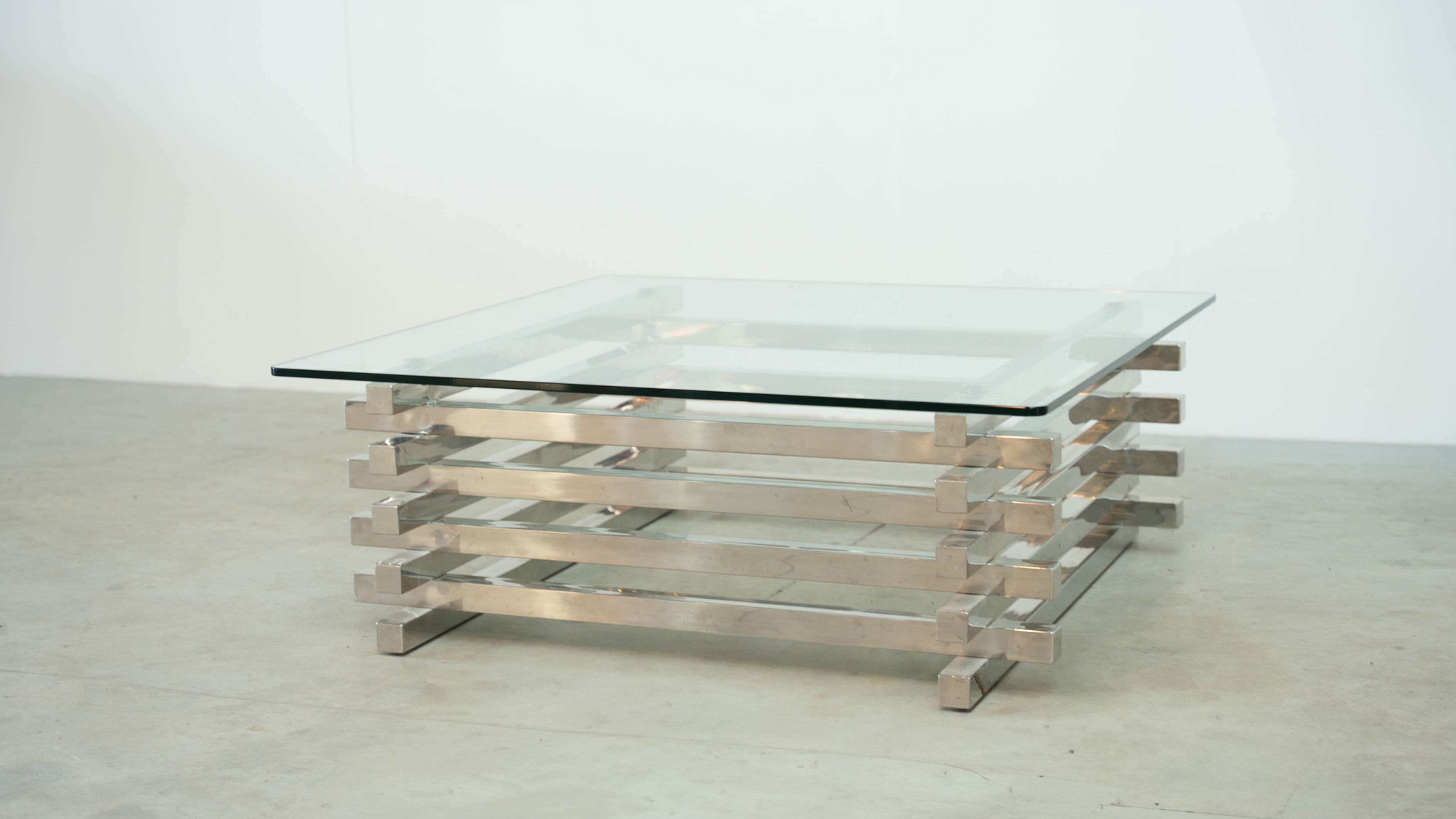 Sculptural French chrome coffee table