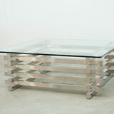 Sculptural French chrome coffee table