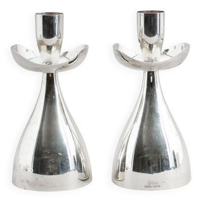 Paire de bougeoirs en argent de Gosthlin, Suède, 1960. Signé