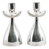 Paire de bougeoirs en argent de Gosthlin, Suède, 1960. Signé
