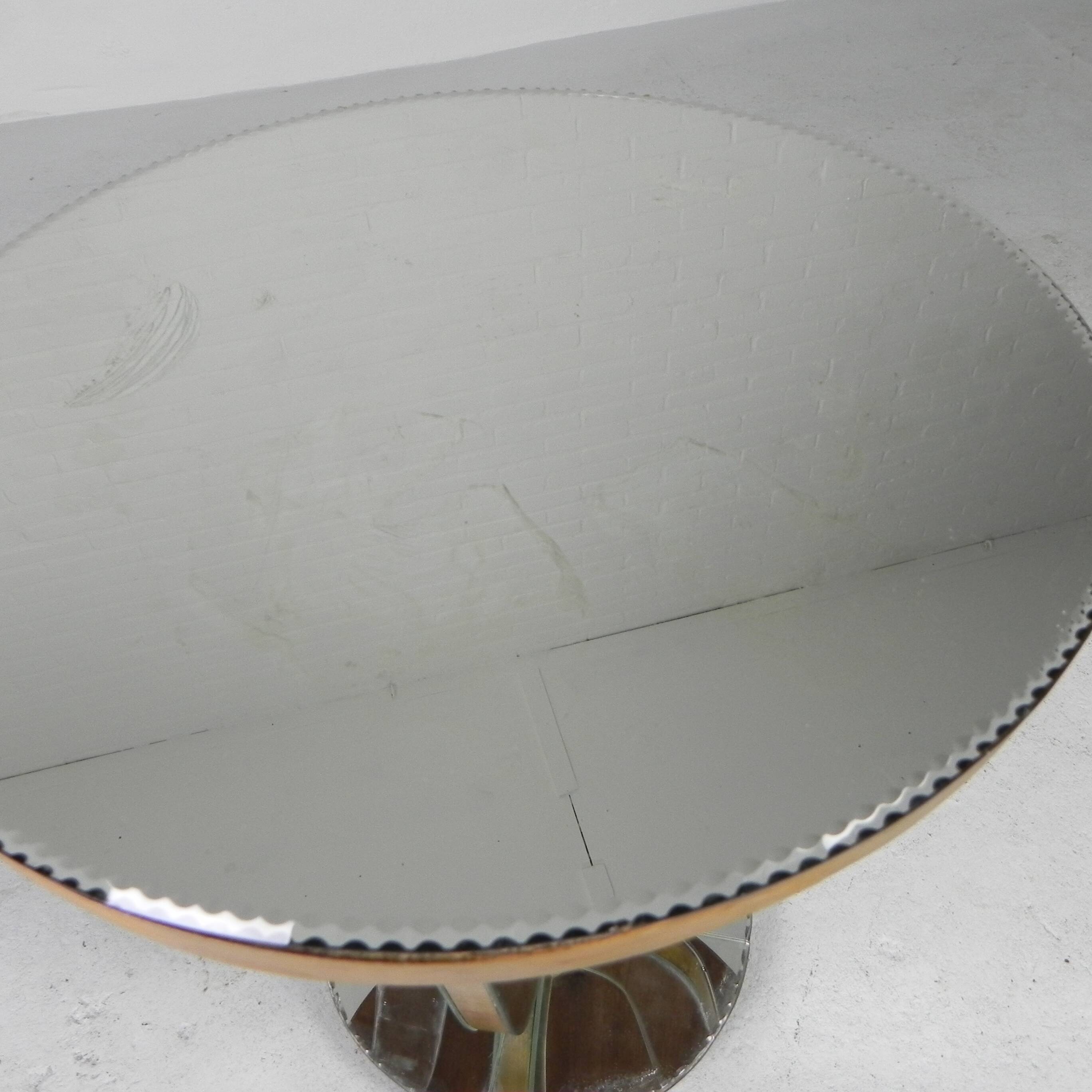 Art Deco coffee table, side table, with mirror glass and walnut veneer, 1930s