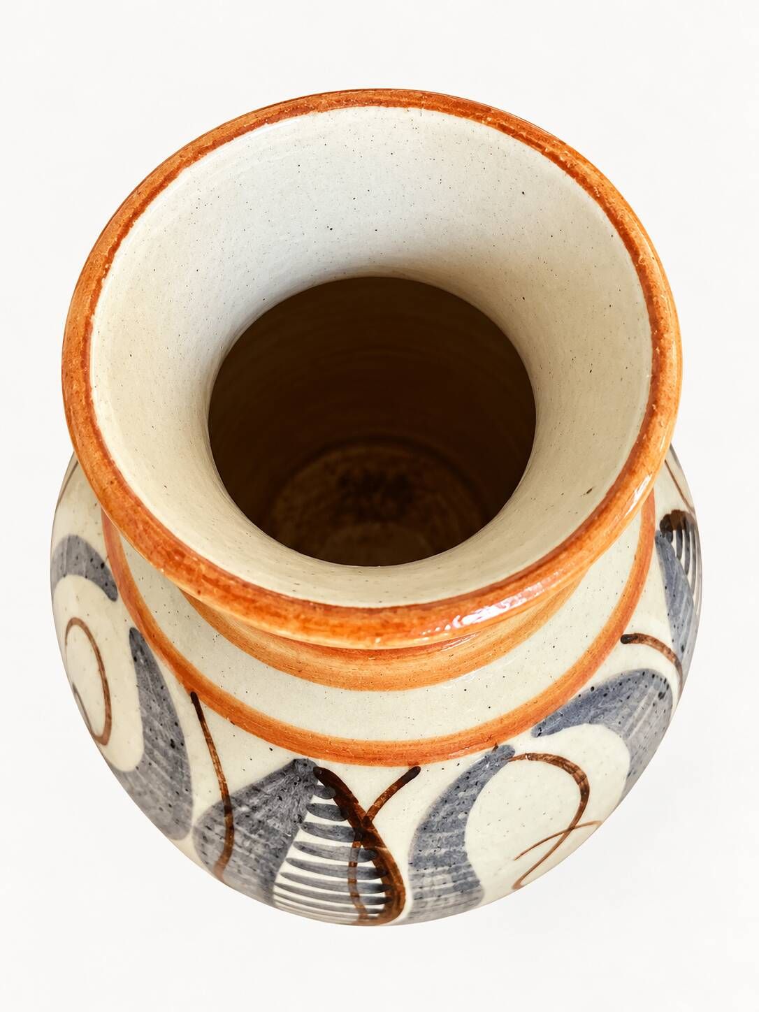 Kupittaan Savi vase hand-painted, tulip pattern, Finland, 1940s–50s