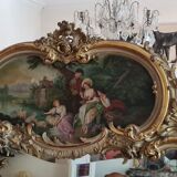 Mirror trumeau gilded wood and patinated XIX century
