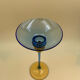 Yellow and blue glass candle holder