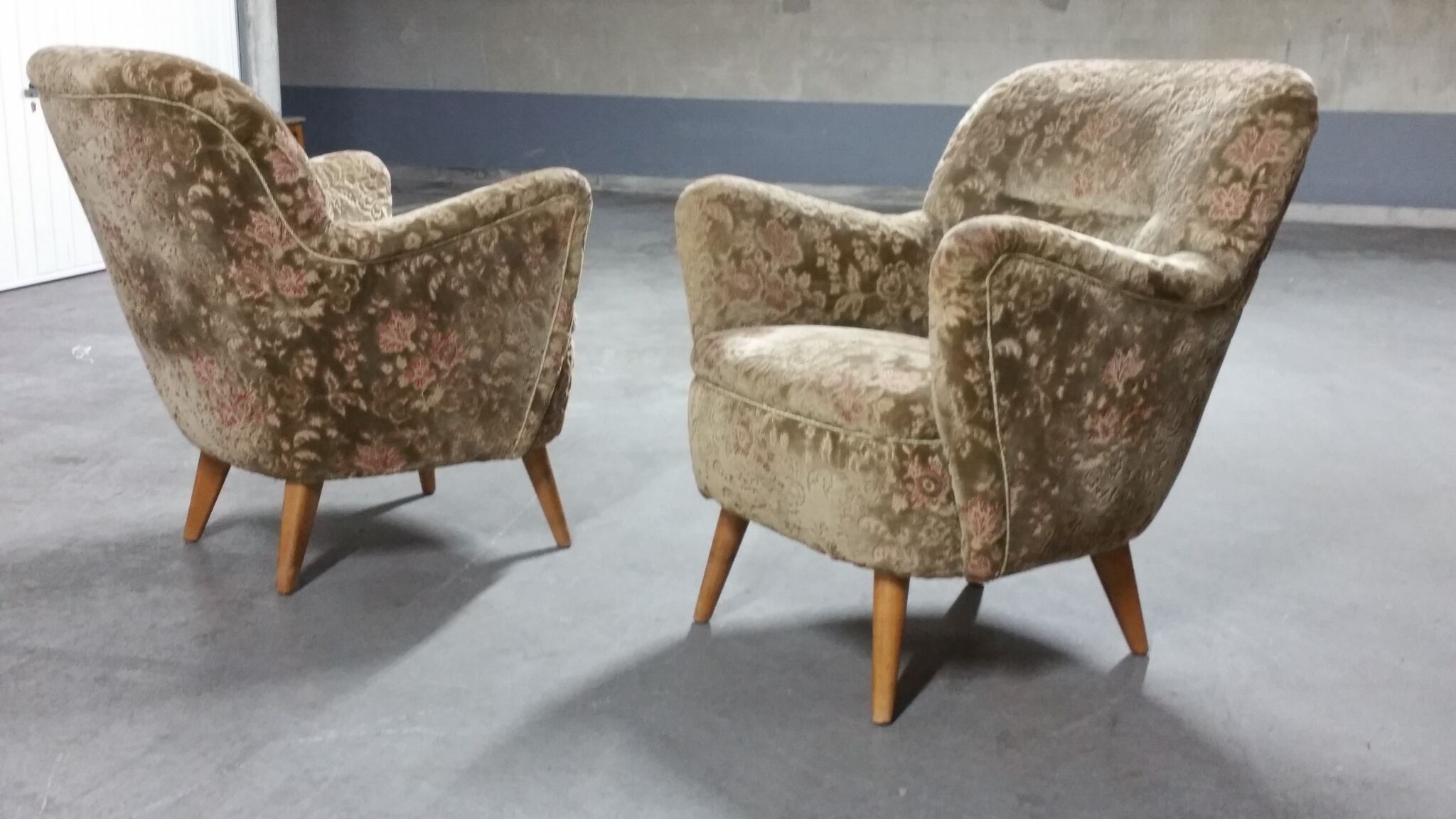 Pair of armchairs flower 50s