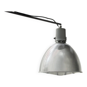 Large industrial loft pendant lamp in transparent and white perspex