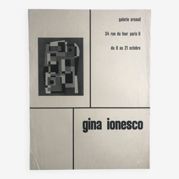 Gina ionesco, galerie arnaud, vers 1955. affiche originale en n&b
