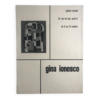 Gina ionesco, galerie arnaud, vers 1955. affiche originale en n&b