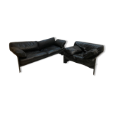 vintage Scandinavian lacquered shell leather lounge