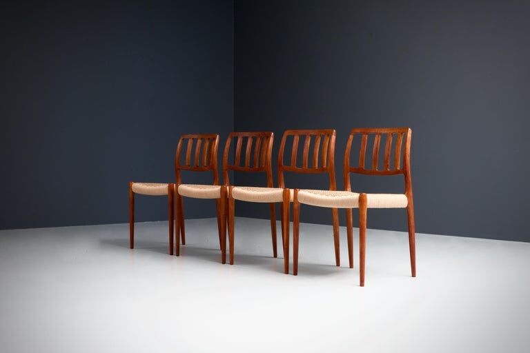 Set of 4 upholstered dining chairs by Niels Otto Møller Denmark 1960s