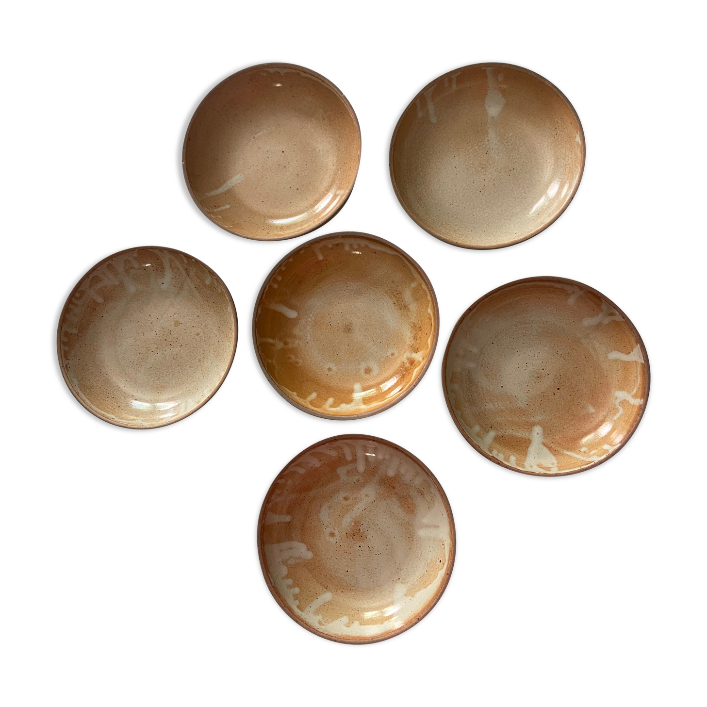 Series of 6 hollow plates in vintage sandstone