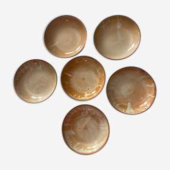 Series of 6 hollow plates in vintage sandstone