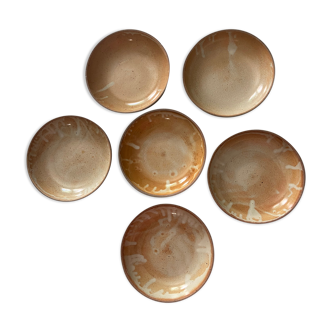 Series of 6 hollow plates in vintage sandstone