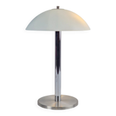 Mid-Century Mushroom Table Lamp in Sandblasted Glass, Stainless Steel & Chrome, 1960s