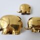 Suite de 3 éléphants en laiton vintage 1970