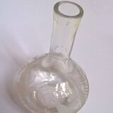 Petit vase ancien verre ou cristal scène oiseaux fougères signé